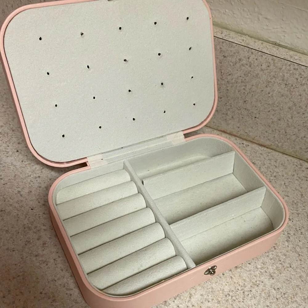 Soft Pink Travel Jewelry Box Organizer Case | Compact Storage Holder